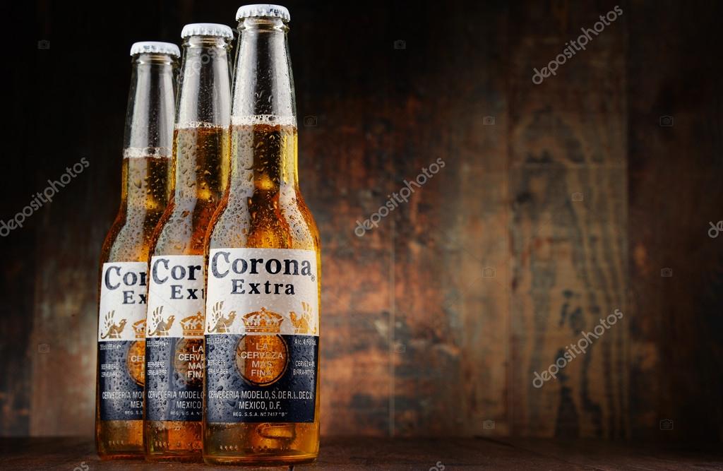 POZNAN, POLAND - APRIL 23, 2016: Corona Extra, one of the top-selling beers worldwide is a pale lager produced by Cerveceria Modelo in Mexico
