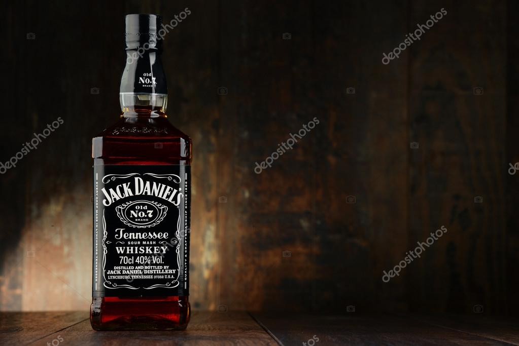POZNAN, POLAND - APRIL 23, 2016: Jack Daniel's, a brand of the best selling American whiskey in the world,  produced by the Jack Daniel Distillery and owned by the Brown-Forman Corporation since 1956