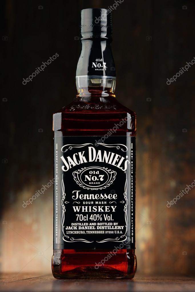 POZNAN, POLAND - APRIL 23, 2016: Jack Daniel's, a brand of the best selling American whiskey in the world,  produced by the Jack Daniel Distillery and owned by the Brown-Forman Corporation since 1956