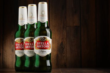 Three bottles of Stella Artois beer clipart