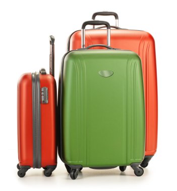 Luggage consisting of three suitcases isolated on white