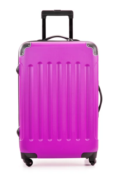 Large polycarbonate suitcase isolated on white — Stock Photo, Image