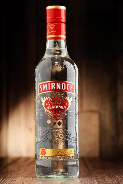 Bottle of Smirnoff Red Label vodka — Stock Photo, Image