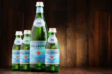 Bottles of San Pellegrino mineral water clipart