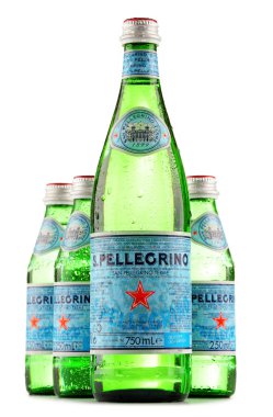 Bottles of San Pellegrino mineral water isolated on white clipart