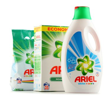 Ariel laundry detergent products isolated on white clipart