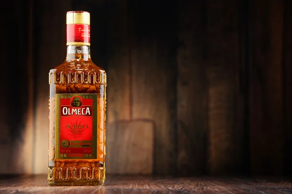 Bottle of Olmeca Tequila Gold — Stock Photo, Image