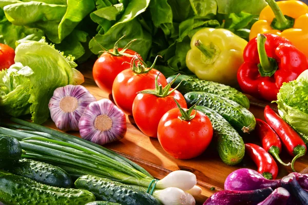 Composición con variedad de verduras frescas ecológicas — Foto de Stock