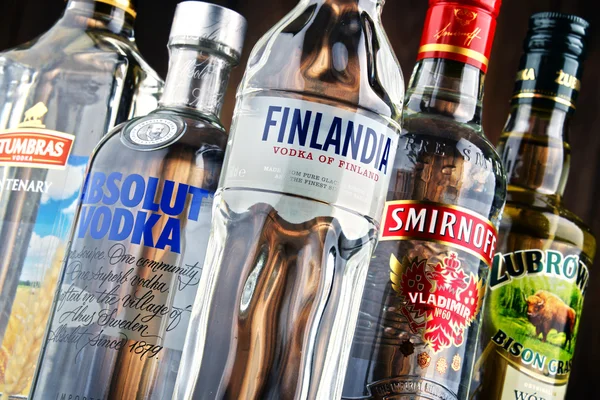 Composizione con bottiglie di vodka — Foto Stock