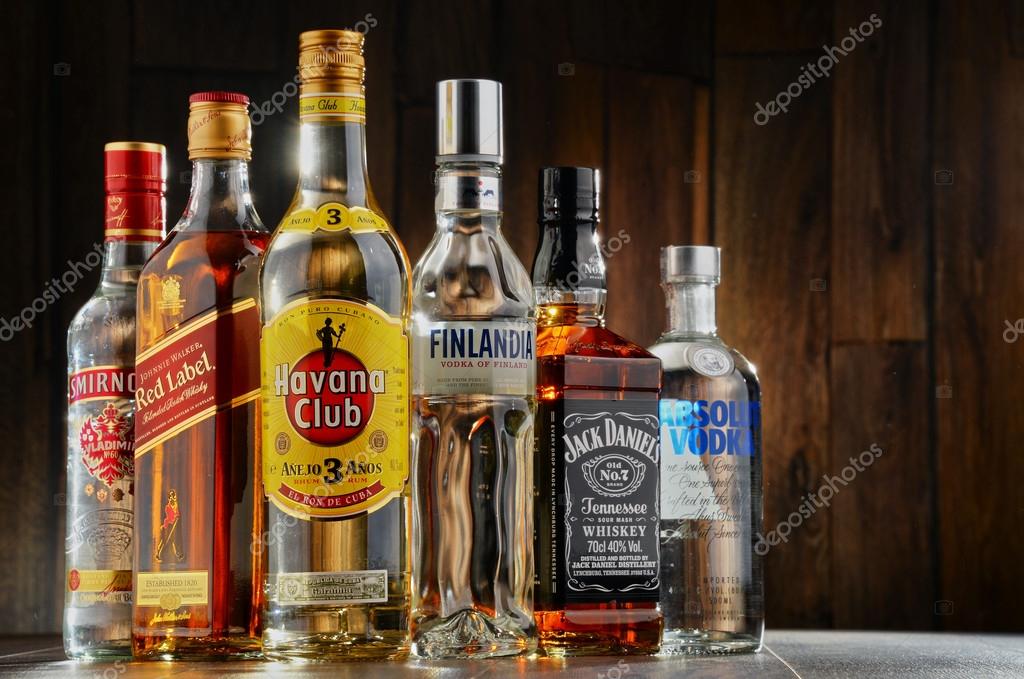 POZNAN, POLAND - JULY 15, 2016:Worldwide some 2 billion people use alcohol, one of the most widely used recreational drugs on earth, with yearly consumption of over 6 liters of pure alcohol per person
