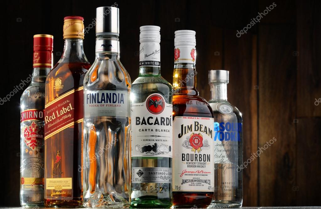 POZNAN, POLAND - JULY 15, 2016:Worldwide some 2 billion people use alcohol, one of the most widely used recreational drugs on earth, with yearly consumption of over 6 liters of pure alcohol per person