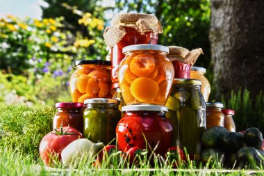 Kavanoz turşu sebze ve meyve bahçesinde