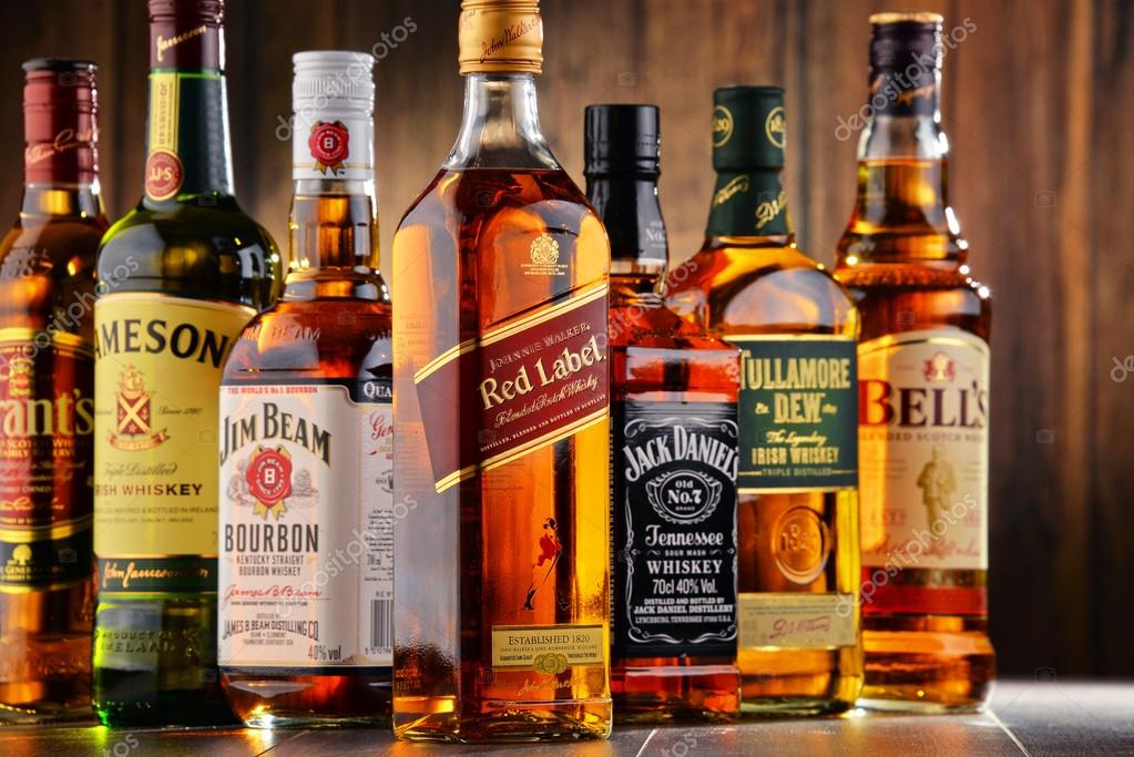 POZNAN, POLAND - JULY 27, 2016: Whiskey is the most popular liquor in the world. Originated probably in Ireland, now it is produced on grand scale also in India, Scotland, USA, Canada and Japan