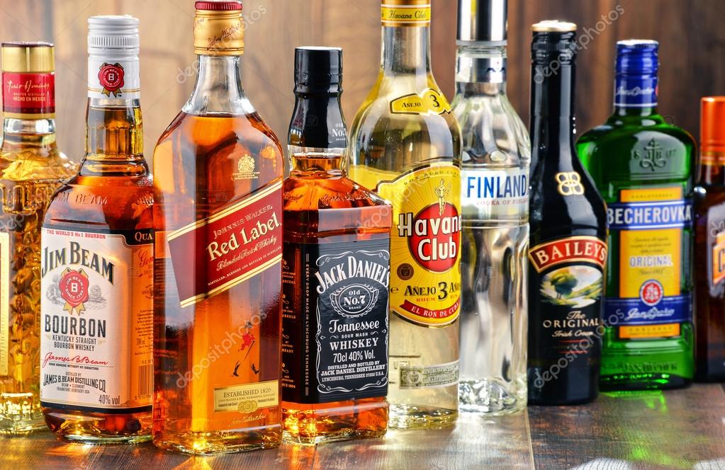 POZNAN, POLAND - JULY 27, 2016:Worldwide some 2 billion people use alcohol, one of the most widely used recreational drugs on earth, with yearly consumption of over 6 liters of pure alcohol per person