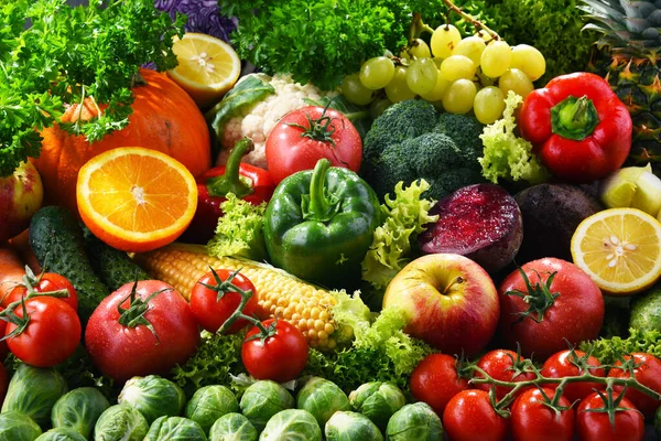 Composition Avec Variété Fruits Légumes Frais Biologiques — Photo