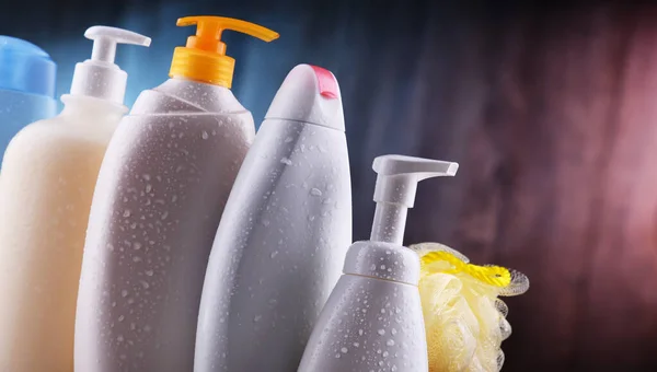 Contaiers Plastica Shampoo Gel Doccia — Foto Stock