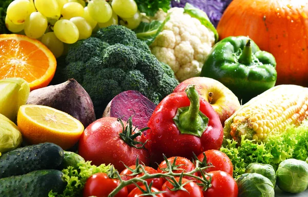 Composizione Con Varietà Frutta Verdura Fresca — Foto Stock