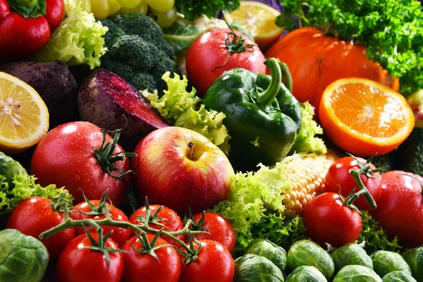Composition Avec Variété Fruits Légumes Frais Biologiques — Photo