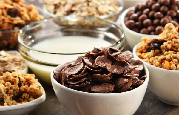 Composición Con Diferentes Tipos Productos Cereales Para Desayuno — Foto de Stock