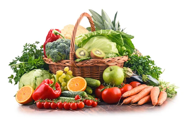 Composição Com Legumes Frutas Orgânicos Crus Variados Dieta Desintoxicação — Fotografia de Stock