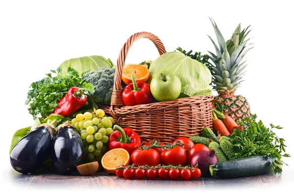 Composition Assorted Raw Organic Vegetables Fruits Detox Diet — Stock Photo, Image