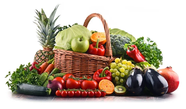 Composition Assorted Raw Organic Vegetables Fruits Detox Diet — Stock Photo, Image