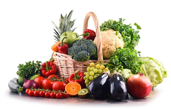 Összetétel Válogatott Nyers Bio Zöldségekkel Gyümölcsökkel Méregtelenítő Diéta — Stock Fotó