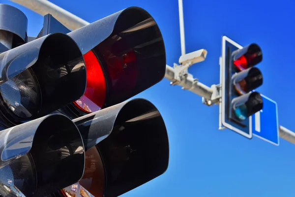 Traffic Lights Blue Sky — Stock Photo, Image