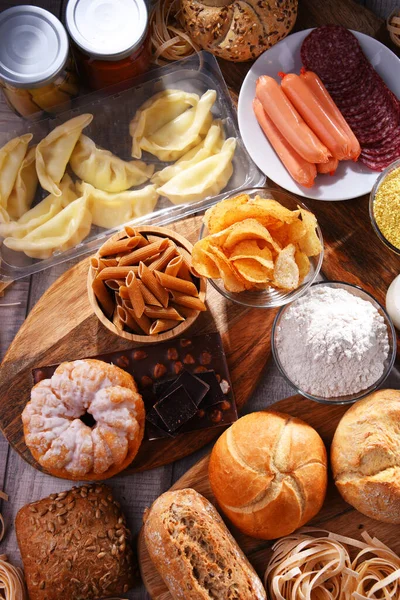 Composición Con Variedad Productos Alimenticios Que Contienen Gluten — Foto de Stock