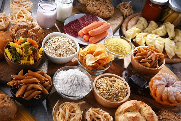 Composición Con Variedad Productos Alimenticios Que Contienen Gluten — Foto de Stock