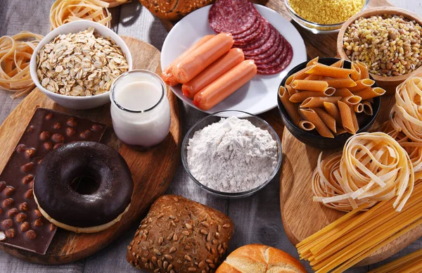 Composición Con Variedad Productos Alimenticios Que Contienen Gluten — Foto de Stock