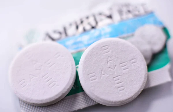 Poznan Pol Feb 2021 Pílulas Aspirina Uma Marca Medicamentos Populares — Fotografia de Stock