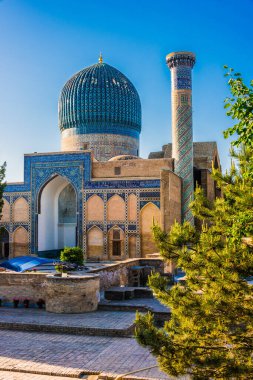 Gur-e-Amir or Guri Amir (Tomb of the King), a mausoleum of the Asian conqueror Timur in Samarkand, Uzbekistan.  clipart