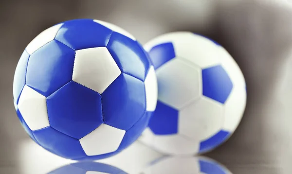 Composition Two Leather Soccer Balls — Stockfoto