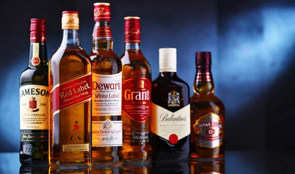 Poznan Pol Maj 2021 Flaskor Populära Globala Whisky Märken — Stockfoto