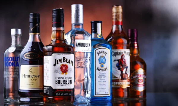 Poznan Pol Mai 2021 Flaschen Verschiedener Globaler Hard Liquor Marken — Stockfoto