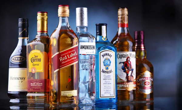 Poznan Pol Mai 2021 Flaschen Verschiedener Globaler Hard Liquor Marken — Stockfoto