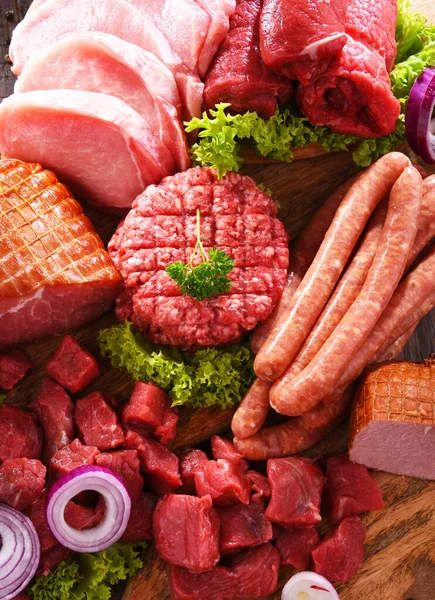 Compoziție Produse Din Carne Asortată — Fotografie, imagine de stoc