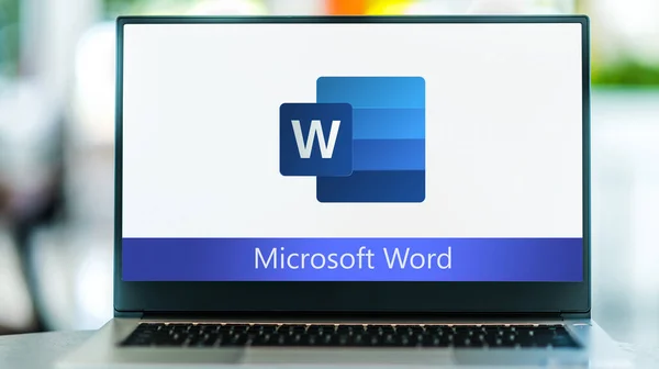 Poznan Pol May 2021 Ноутбук Компьютер Логотипом Microsoft Word Текстовый — стоковое фото