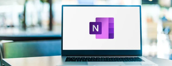 Poznan Pol Sep 2020 Ноутбук Логотипом Программы Microsoft Onenote Часть — стоковое фото