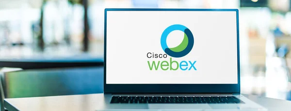 Poznan Pol Sep 2020 Computador Portátil Com Logotipo Cisco Webex — Fotografia de Stock