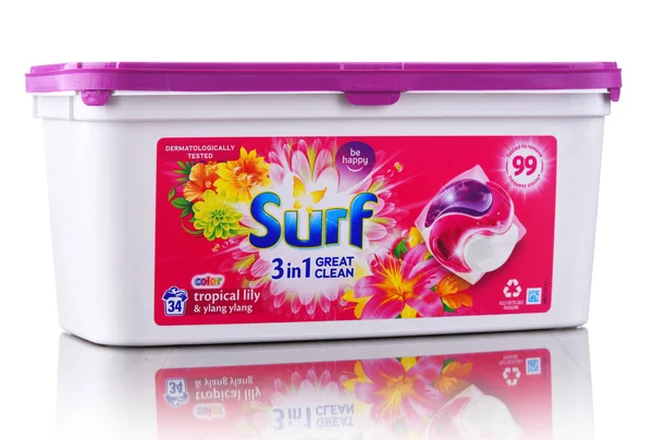 Poznan Pol Jun 2021 Box Surf Capsule Laundry Detergent Product — Stock Photo, Image