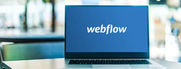 Poznan Pol Sep 2020 Webflow Inc Nin Logosunu Gösteren Dizüstü — Stok fotoğraf
