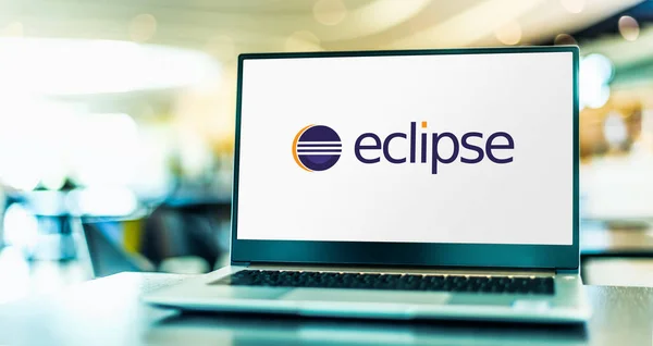 Poznan Pol Feb 2021 Computadora Portátil Que Muestra Logotipo Eclipse — Foto de Stock