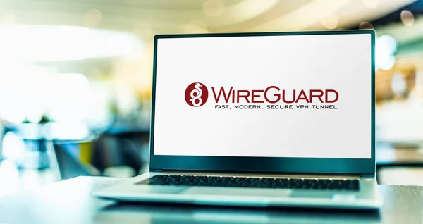 Poznan Pol Avril 2021 Ordinateur Portable Affichant Logo Wireguard Protocole — Photo