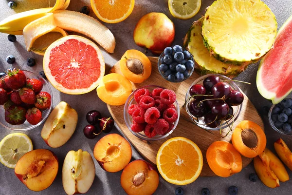Composição Com Uma Variedade Frutas Culinárias Frescas — Fotografia de Stock