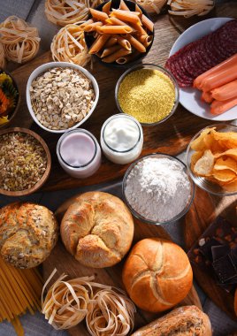 Glüten içeren çeşitli gıda ürünlerinin bileşimi.