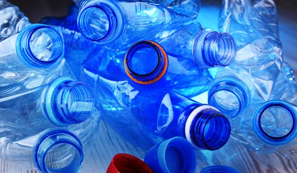 Composition Empty Mineral Water Bottles Plastic Waste — Stock Photo, Image