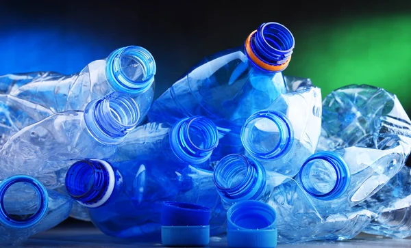 Composición Con Botellas Agua Mineral Vacías Residuos Plásticos — Foto de Stock