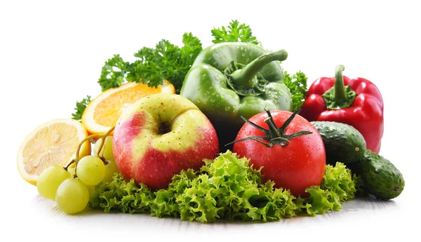 Composition Fresh Vegetables Fruits Isolated White Background — Stock Photo, Image